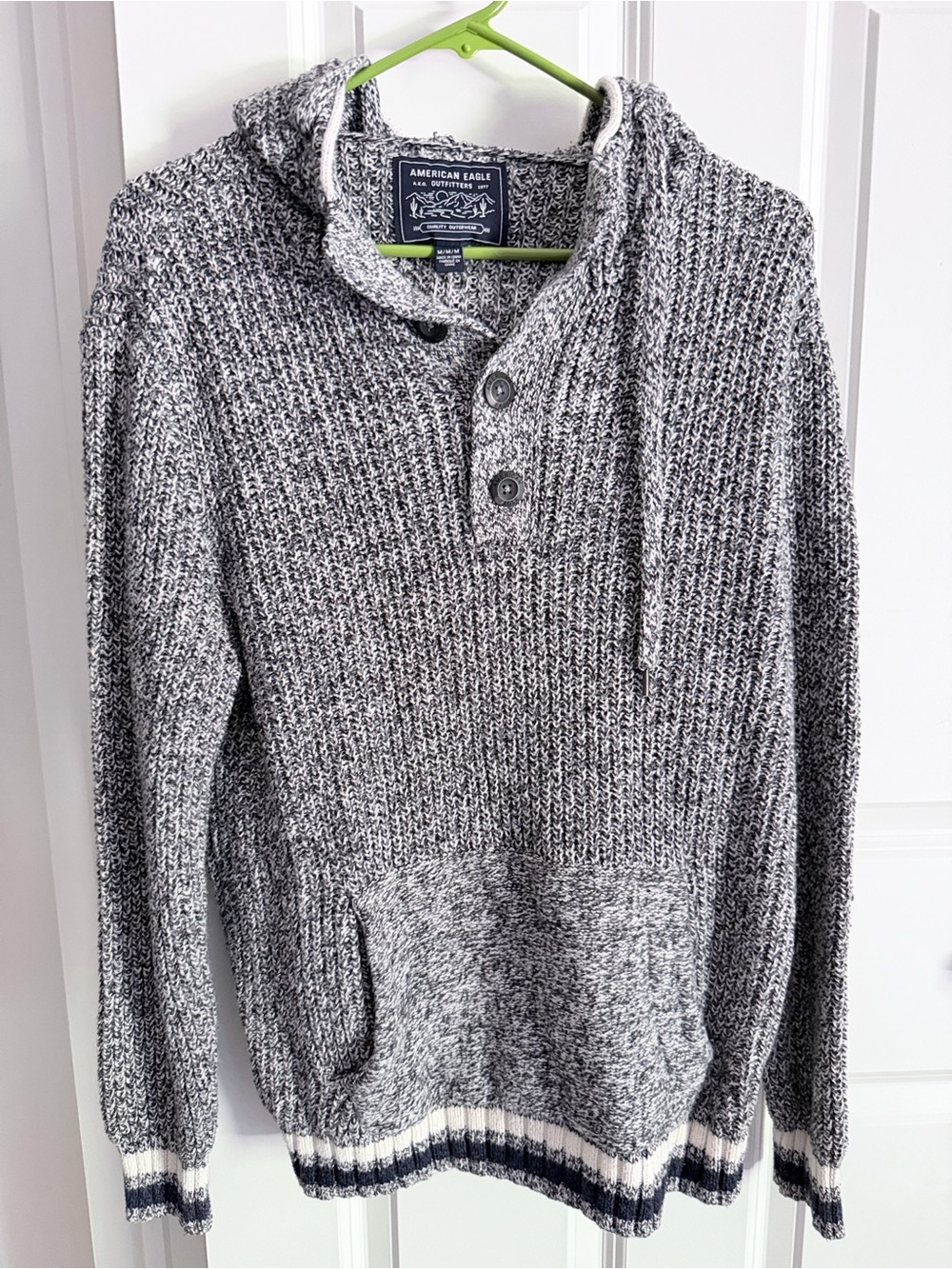 American Eagle Outfitters BAJA Men’s Gray Marled Knit Hoodie Sweater